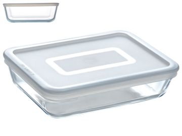 Правоъгълна стъклена форма с капак 4 л – съд за печене и съхранение от боросиликатно стъкло, подходящ за фурна, микровълнова и хладилник        Попитай ChatGPT