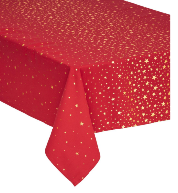 Atmosphera Коледна покривка 140х240 червена златни звезди