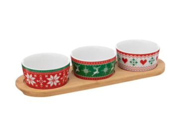 Atmosphera Коледни купички 3ка на поставка Tradi 