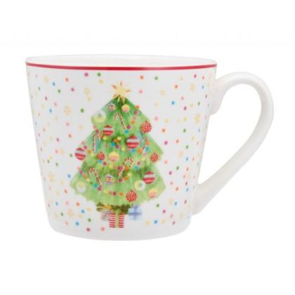 Maxwell & Williams Jolly Joy Mug 400 ml – коледно дръвче, керамична празнична чаша с „HO HO HO“