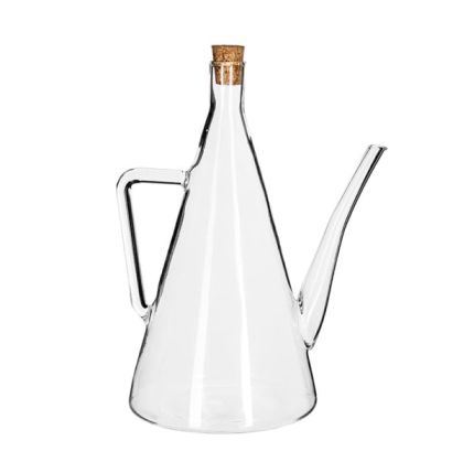 alt="Стъклена бутилка за олио и оцет, прозрачна, височина 20 cm