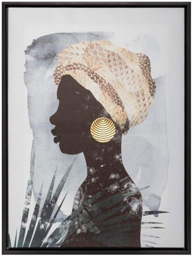 Atmosphera рамкиран платнен принт „Femme“ с релефна обеца – 45×60 cm, художествен модерен стенен декор