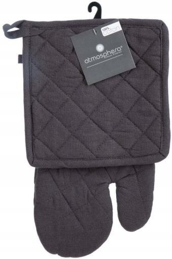 “Комплект Atmosphera – памучна ръкавица и подложка, тъмносив/антрацитен.”