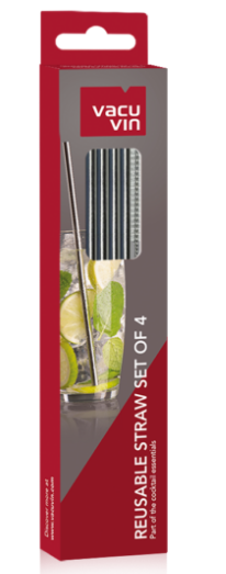 VacuVin 4 сламки с четка за почистване