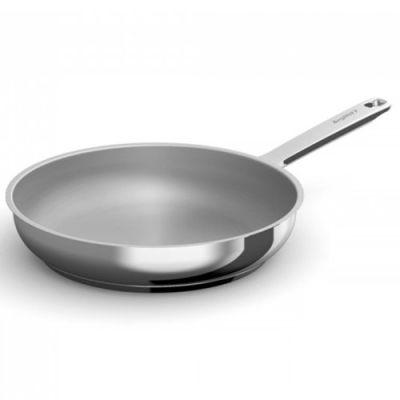  Tiган Berghoff DiNa Helix Ø 28 см – керамично покритие CeraGreen на алуминиево тяло с Stay‑cool дръжка, черен интериор, полирана външна повърхност.