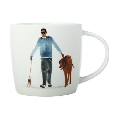 Maxwell & Williams Marc Martin BFF Mug 400 ml – порцеланова чаша Big Dog Little Dog с акварелна илюстрация