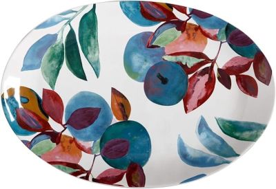 Maxwell & Williams Samba Oval Platter DR0362 – stoneware плато 40 × 28.5 cm с флорален и плодов мотив и органичен ръб