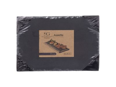 alt="20 × 30 cm slate serving plate Secret de Gourmet MRKEAN"
