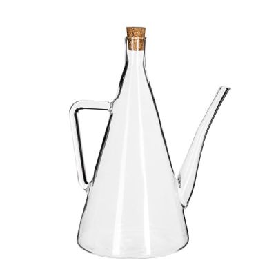 alt="Стъклена бутилка за олио и оцет, прозрачна, височина 20 cm