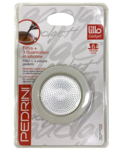 PEDRINI 3 уплътнения+1 филтър за кафеварка 6 кафета MOKA